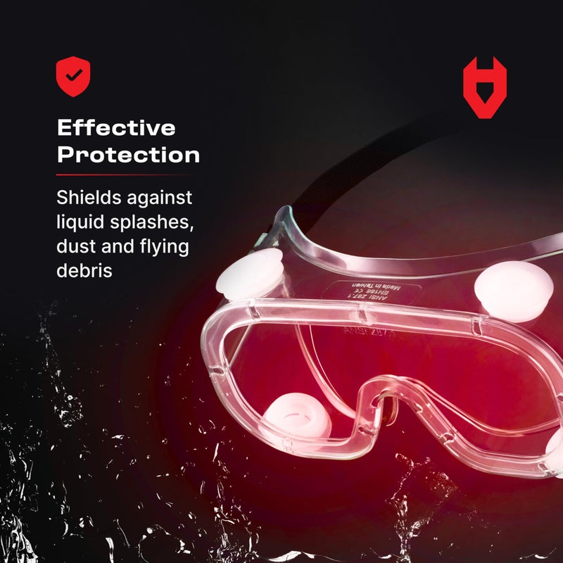 NoCry Protective Safety Lab Goggles Over Glasses with Anti-Fog Coating, Clear Scratch-Resistant Lenses, 100% UV Protection, Universal Fit, Vented, ANSI Z87.1 Rated Safety Goggles for Men and Women - Image 3